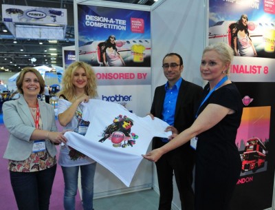 SM513 FESPA t-shirt competition win Georgia Andreadi and the FESPA Fabric t-shirt design competition sponsors